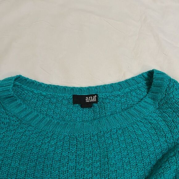 Soft Acrylic Turquoise Vintage Scoop Neck Pullover Preppy Woven Sweater - Picture 4 of 6